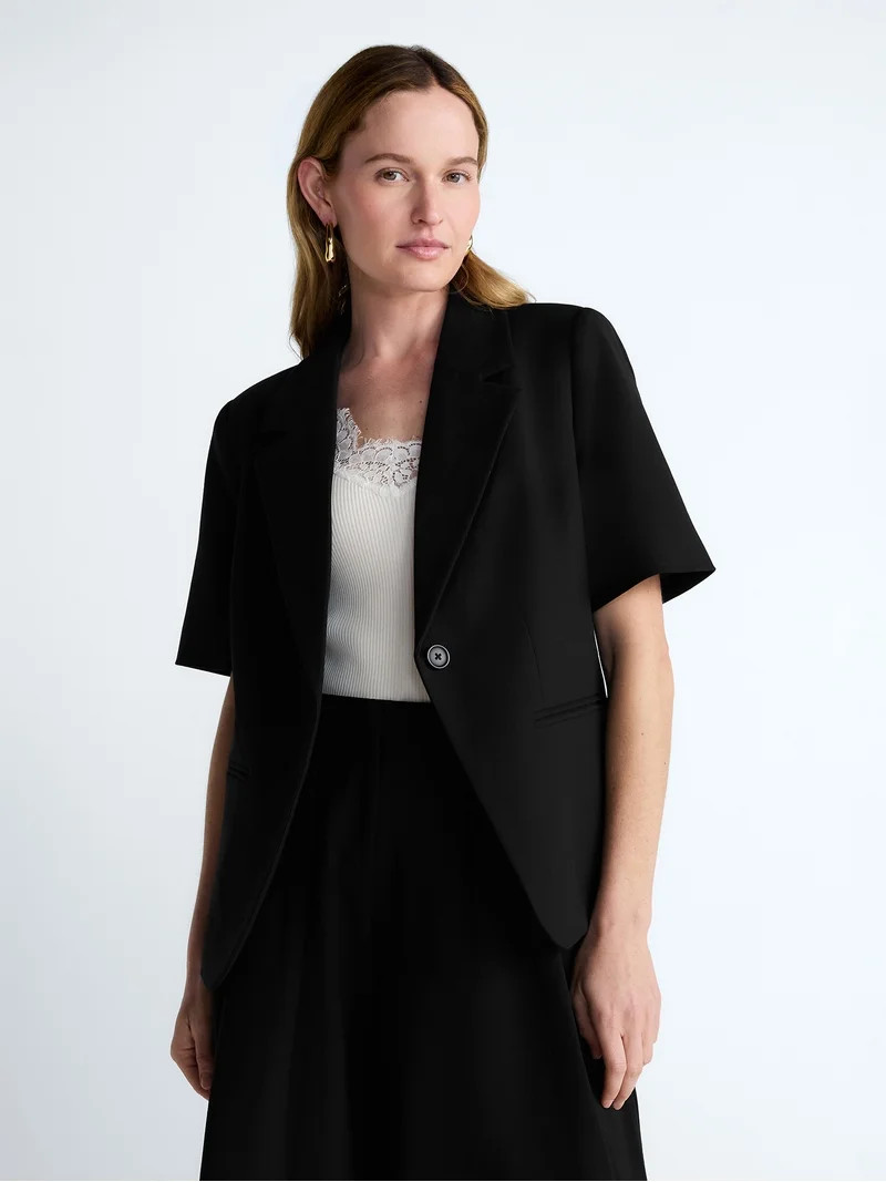 Scoop Women's and Women's Plus Short Sleeve Boxy Blazer, Sizes XS-4X | Walmart (US)