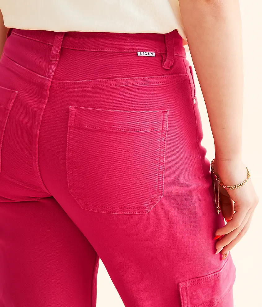 High Rise Wide Leg Cargo Stretch Pant | Buckle