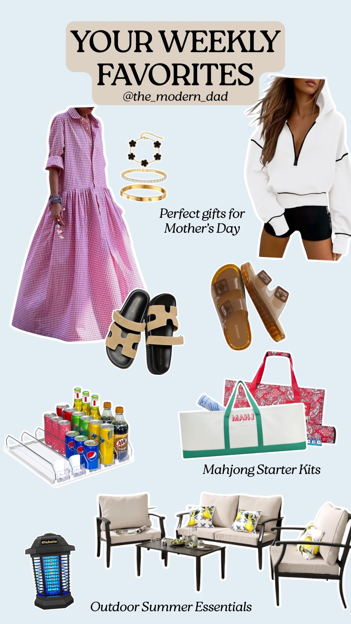 A round up of everyone’s favorites from this week! Gifts that are perfect for Mother’s Day, outdoor patio essentials, mahjong kits, and more! All from Amazon. 


Weekly Faves, outdoor furniture, patio, summer season, maxi dress, mahjong, home & organization, Mother’s Day Gift Guide, footwearr

#LTKMothersDay #LTKHome #LTKSeasonal