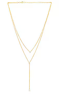 SHASHI Solitaire Layered Lariat in Gold from Revolve.com | Revolve Clothing (Global)