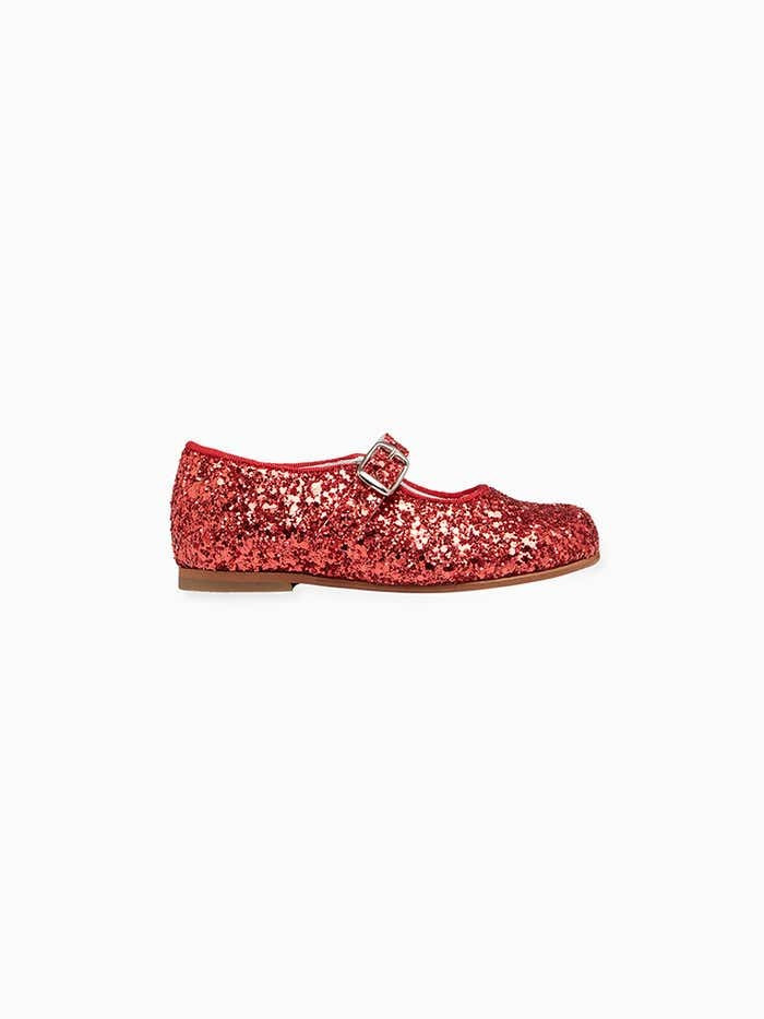 Red Glitter Girl Mary Janes | La Coqueta