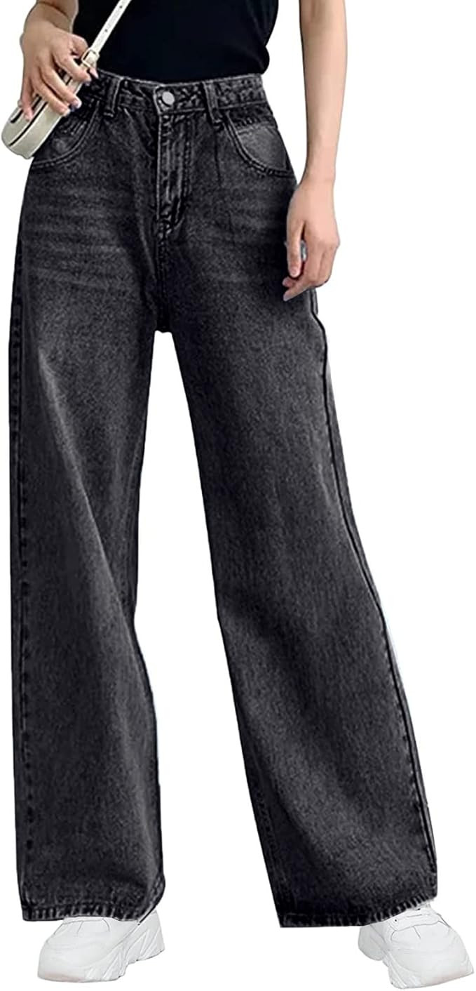 Women Baggy Wide Leg Jeans High Waist Boyfriend Jeans Straight Leg Loose Trousers Y2k Streetwear ... | Amazon (US)