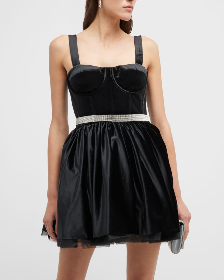 Bronx and Banco Mademoiselle Fit-&-Flare Velvet Mini Dress | Neiman Marcus