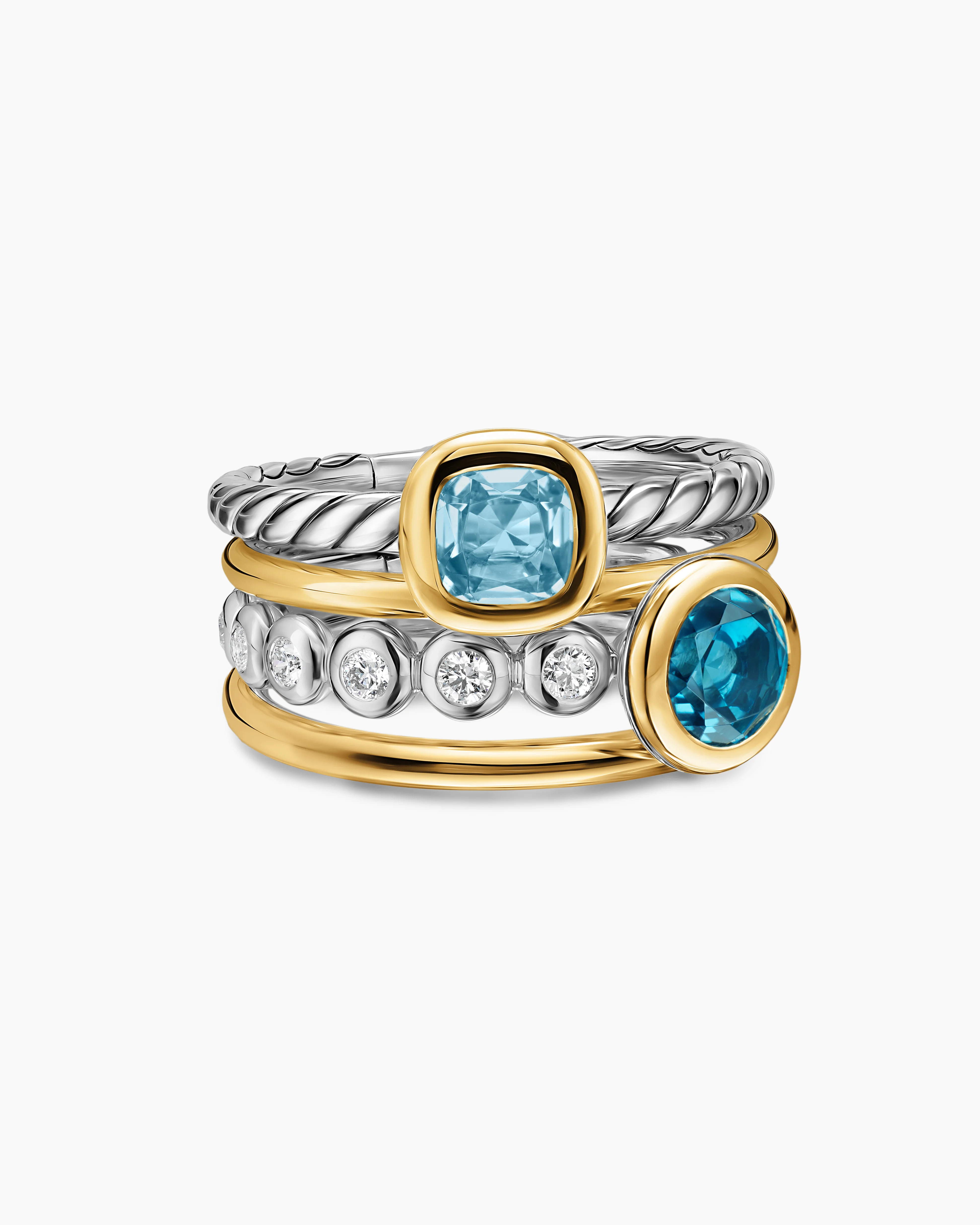 David Yurman | DY Mercer Color Stone Multi Row Ring in Sterling Silver with 18K Yellow Gold and D... | David Yurman