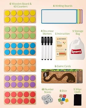 SYNARRY Wooden Ten-Frame Set Math Manipulatives for Kindergarten Elementary 1st 2nd Grade Homesch... | Amazon (US)