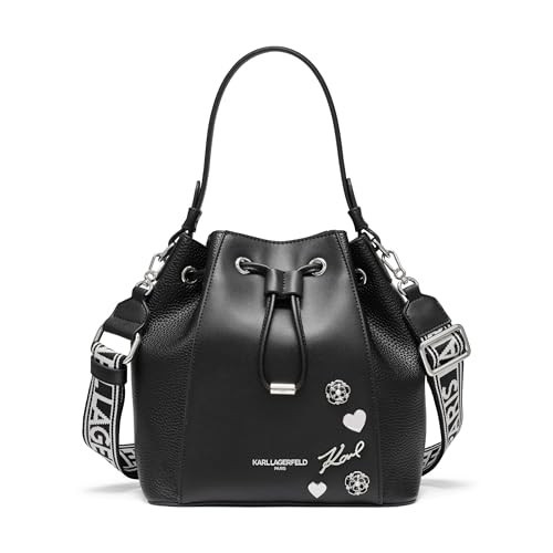KARL LAGERFELD Paris Women's Handbags Bucket, Black/Silver, One Size | Amazon (US)