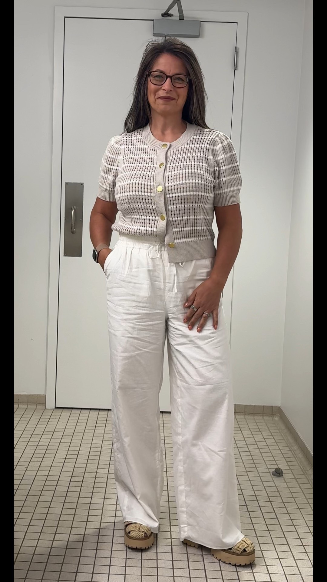 Happy Tuesday!!  I feel like I’m a walking billboard for Summer!! 
Wearing a super comfy yet stylish fit, linen pull on pants (S), they are lined & feel like I’m wearing pajamas, paired with this knit button up sweater (M) and close toed sandals.  

#LTKSummerEdit #LTKOver40 #LTKWorkwear