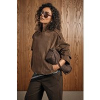 Womens Oversized Faux Suede Biker Jacket - Brown - 10 | boohoo (US & Canada)