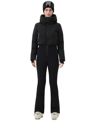 HIGH EXPERIENCE Womens Ski Suit One Piece Snowsuit Snow Slim Jumpsuits Snowboard Outfit Waterproof Insulated Winter Warm (Black, X-Small) | Amazon (US)