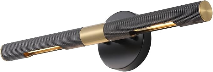 Modern Picture Light 19 inches Brushed Brass Gold Black Wall Sconce with Knurled Texture Cylinder... | Amazon (US)