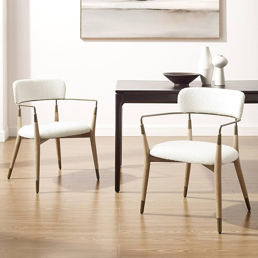 Art Leon Mid Century Modern Dining Chairs - Boucle Fabric Upholstered Dining Room Chairs with Woo... | Amazon (US)