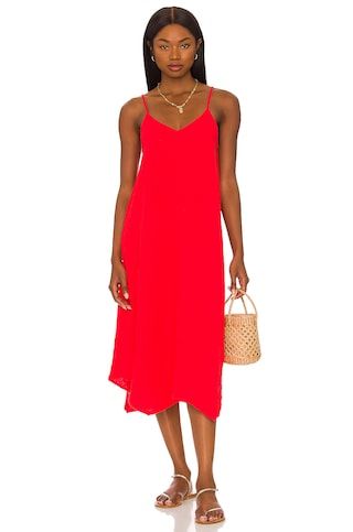 Bobi Beach Gauze Midi Dress in Lipstick from Revolve.com | Revolve Clothing (Global)