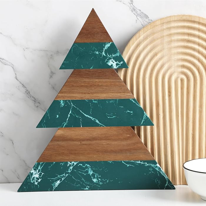 Green Christmas Tree Marble Cheese Board Charcuterie Cutting Tray Marble Serving Decorative for D... | Amazon (US)