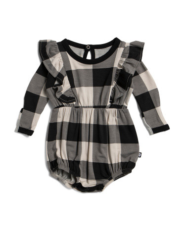 Infant Girls Long Sleeve Plaid Bubble Romper | TJ Maxx
