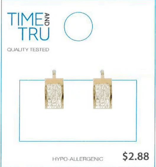 Time and Tru Gold Wide Crystal Huggie Hoop Earrings | Walmart (US)