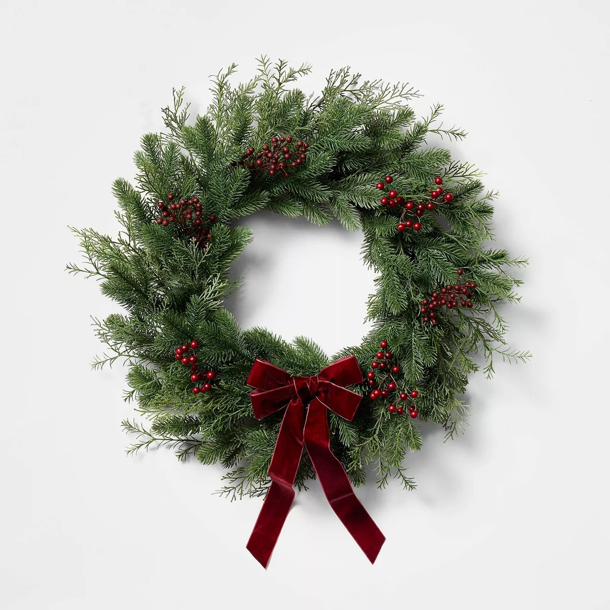 24" Mixed Green and Red Berry Christmas Wreath - Threshold\u2122 designed with Studio McGee | Target