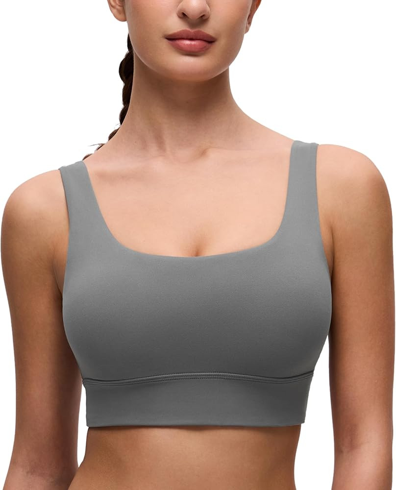 CRZ YOGA Butterluxe U Back Longline Sports Bras for Women - Scoop Neck Padded Yoga Workout Crop T... | Amazon (US)