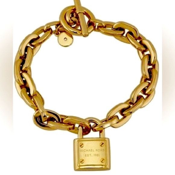 Michael Kors Gold Chain Logo Padlock Toggle Bracelet | Poshmark
