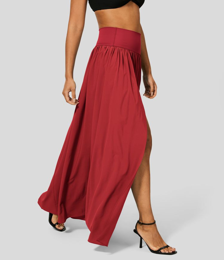 Women’s Breezeful™ High Waisted Plicated Split 2-in-1 Flowy Quick Dry Maxi Casual Skirt - Hal... | HALARA