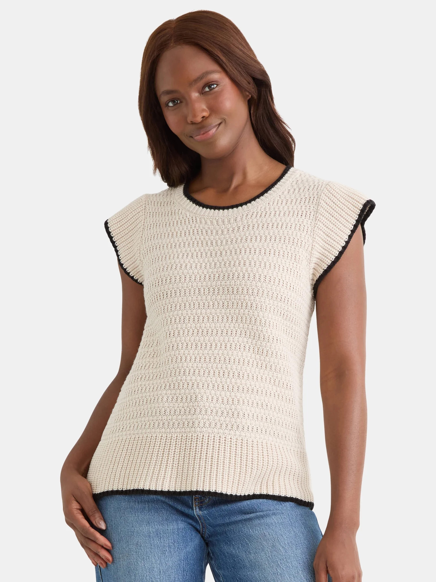 Time and Tru Women's Flutter Sleeve Sweater, Lightweight, Sizes XS-XXXL | Walmart (US)
