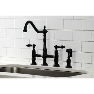 Heritage Bridge Kitchen Faucet with Brass Sprayer - Antique Brass | Bed Bath & Beyond