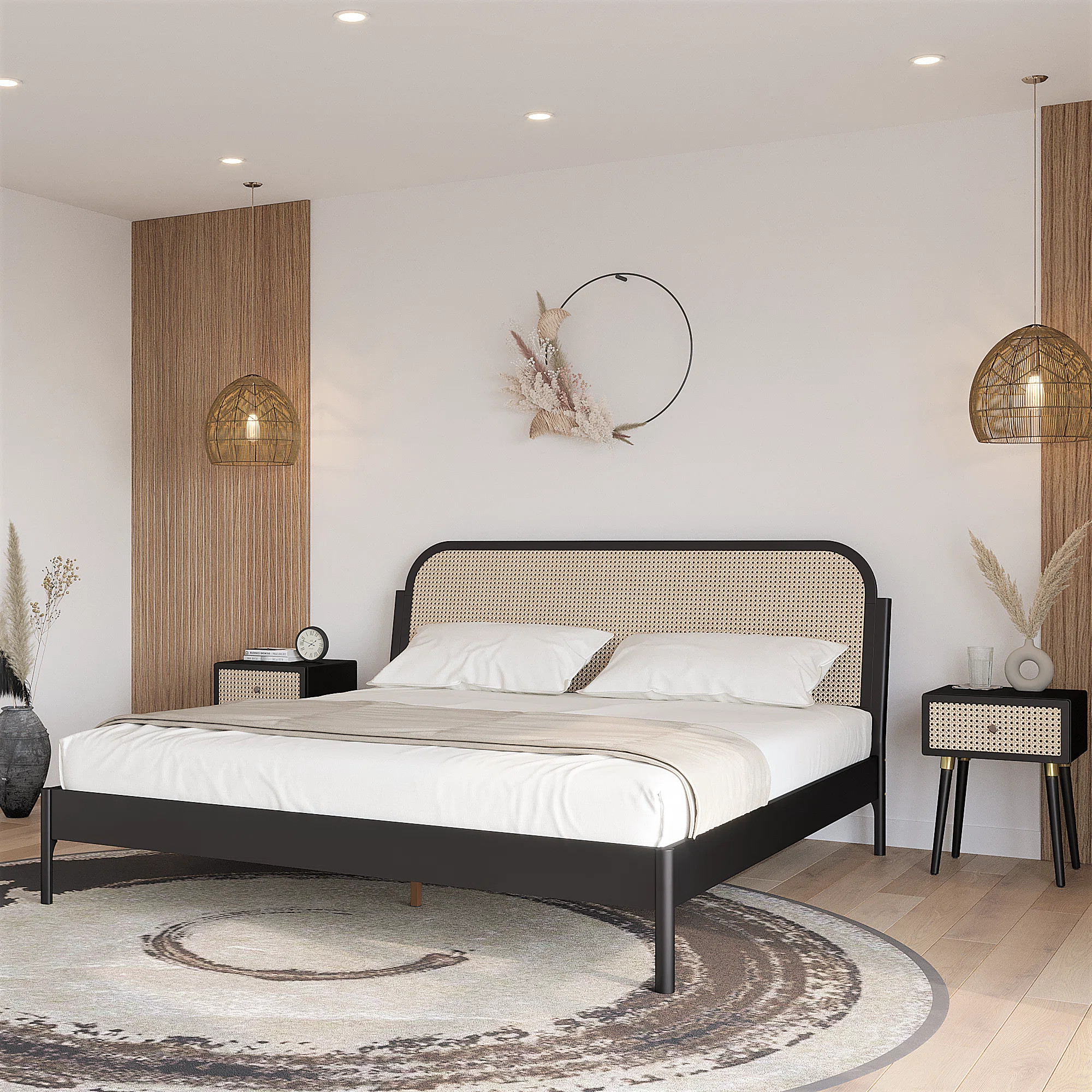 Aurelia Solid Wood Cane Platform Bed with Headboard, Cane Bed Frame | Wayfair North America