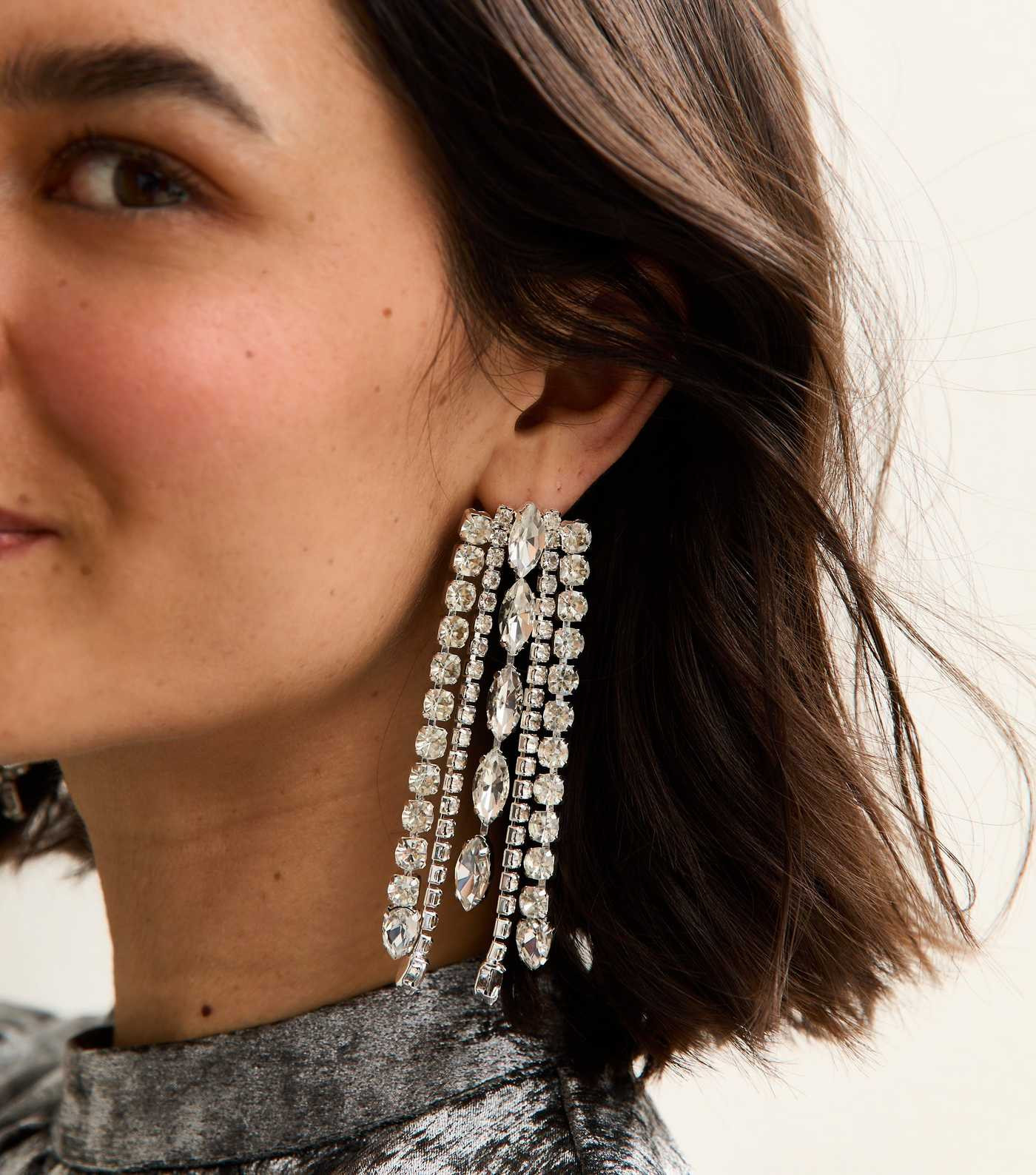 Silver Tone Diamante Tassle Earrings | New Look | New Look (UK)