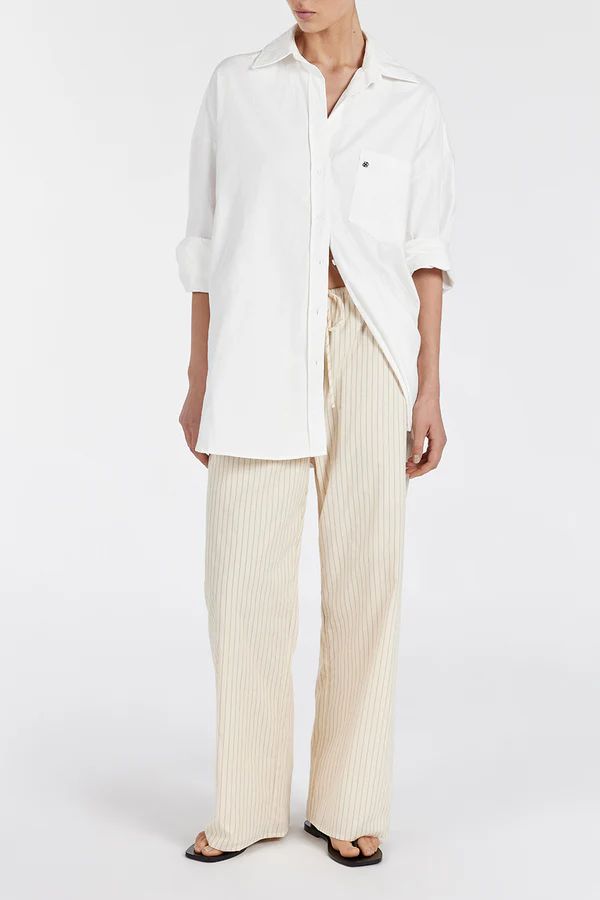 RILEY CREAM COTTON STRIPE PANT | DISSH