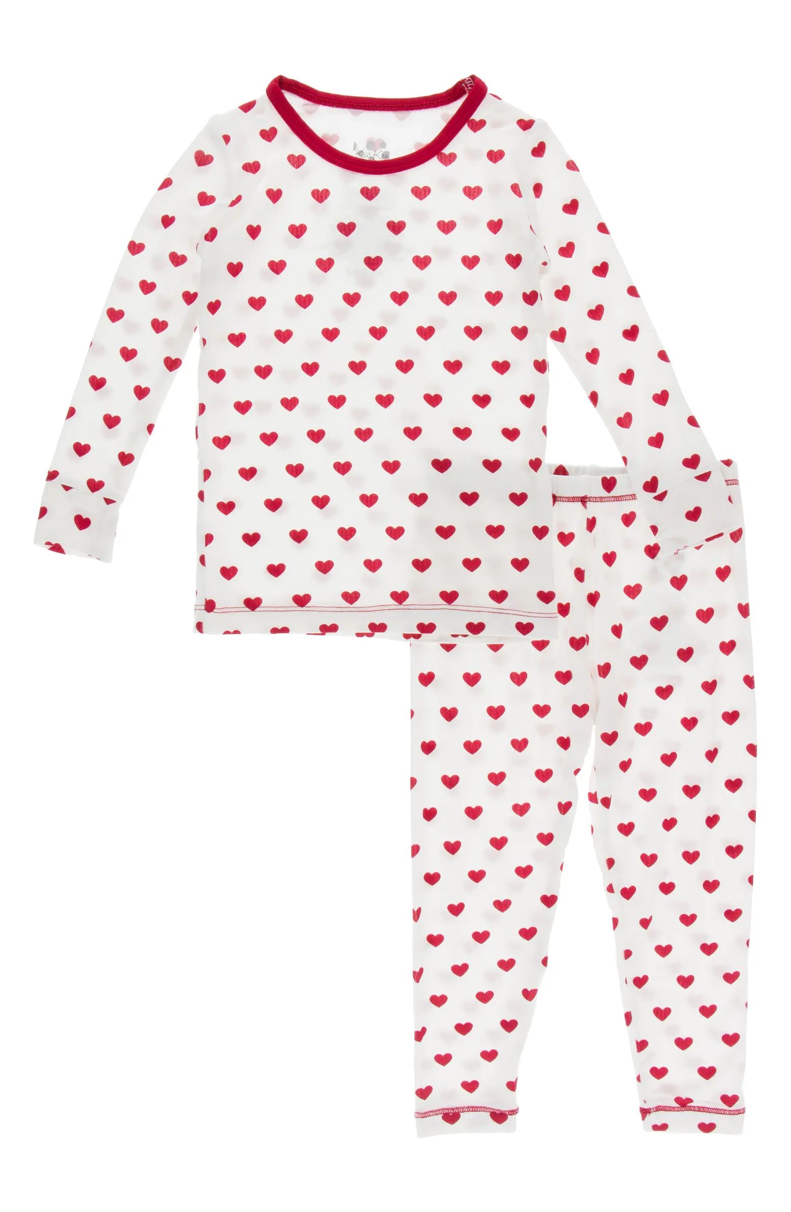 KicKee Pants Heart Print Fitted Two-Piece Pajamas | Nordstrom | Nordstrom