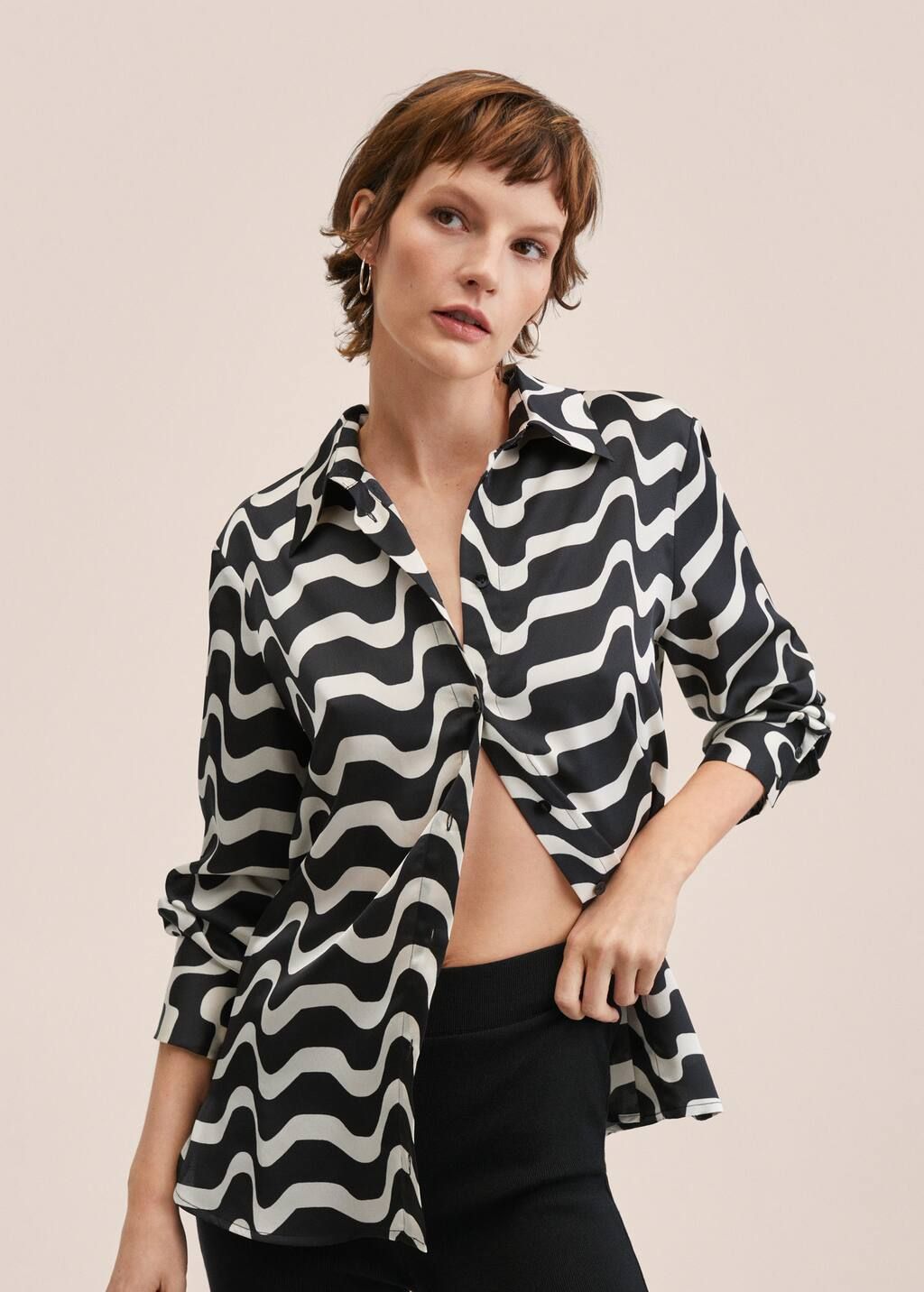 Satin print shirt | MANGO (UK)