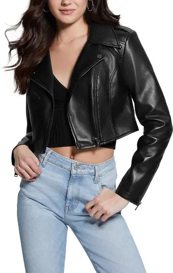 Rochelle Faux Leather Crop Moto Jacket | Nordstrom