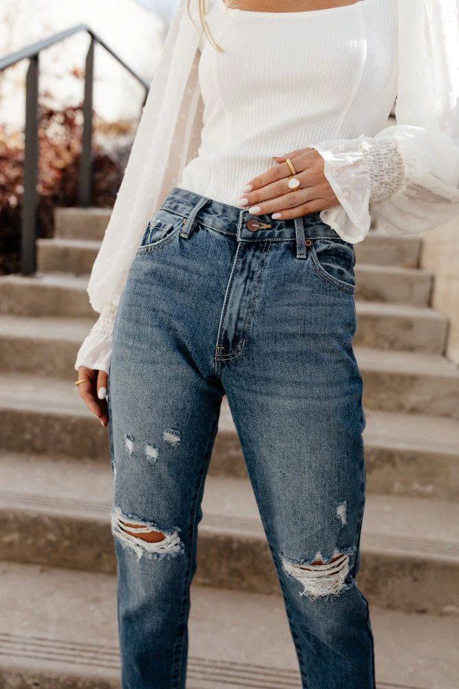 Bohme Rata Distressed Mom Jeans - böhme | Bohme