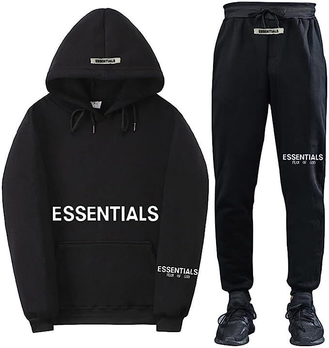 FEAR OF GOD Double Line Essentials Letter Print Hooded Sweatshirt Set for Men and Women | Amazon (US)