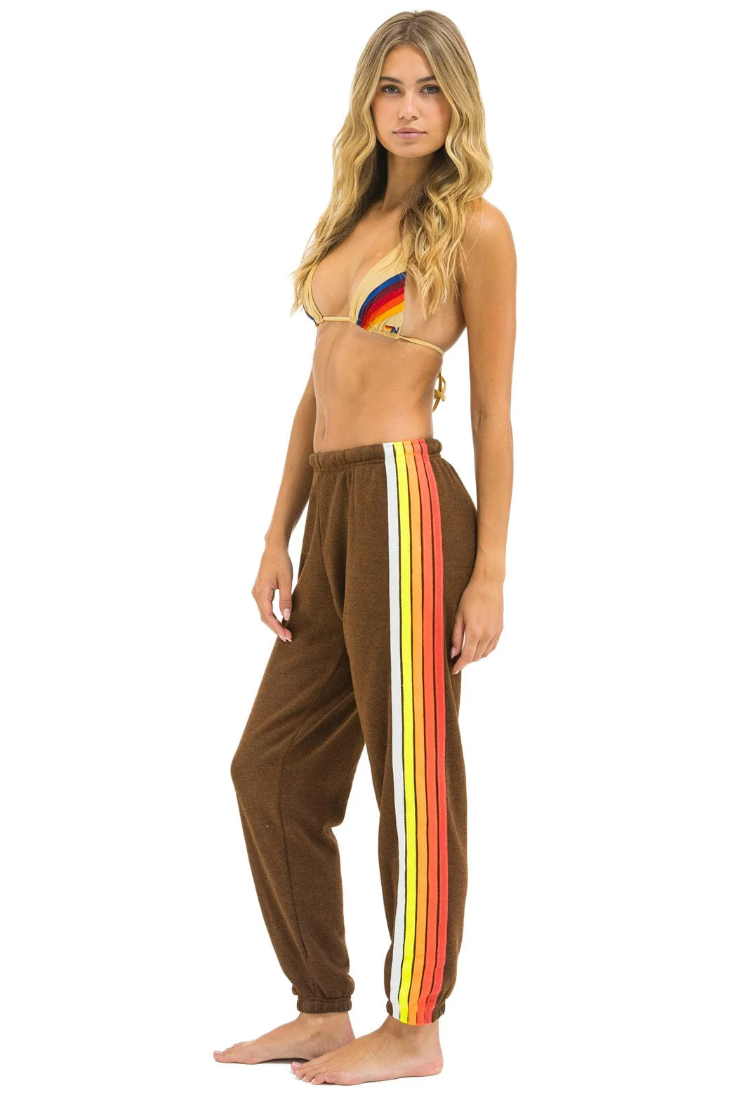 5 STRIPE SWEATPANTS - CHOCOLATE // WHITE NEON | Aviator Nation