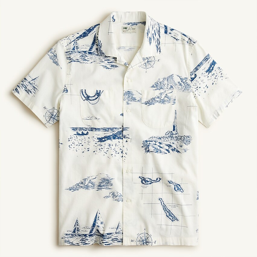 Cotton-viscose camp-collar shirt in print | J. Crew US