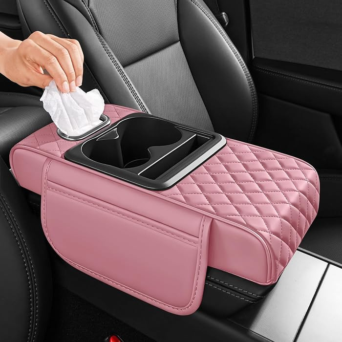 5 in 1 Nappa Leather Console Armrest Cover, Pink | Amazon (US)