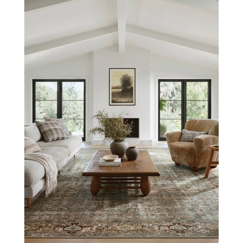 Georgie Oriental Moss/Salmon Area Rug | Wayfair North America