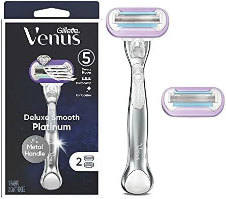 Gillette Venus Deluxe Smooth Platinum Razors for Women, 1 Venus Razor, 2 Razor Blade Refills, Met... | Amazon (US)