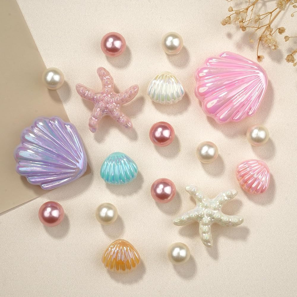 18 PCS Crystal Pearl Starfish Shoe Charms, Seashell Charms for Shoes, Wristbands, Sandals, Bracel... | Amazon (US)