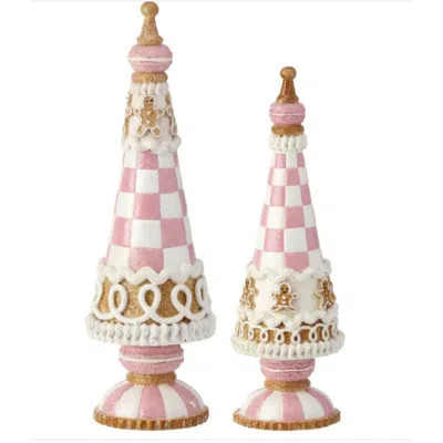 11.5-13" Resin Sweets Gingerbread Trees Set/2 (pink Multi) | Wayfair North America