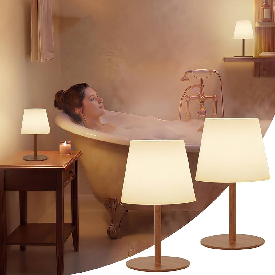 EZVALO 2 Pack Cordless Table Lamp IP65 Waterproof, Rechargeable Shower Lamp with 4500mAh Battery ... | Amazon (US)