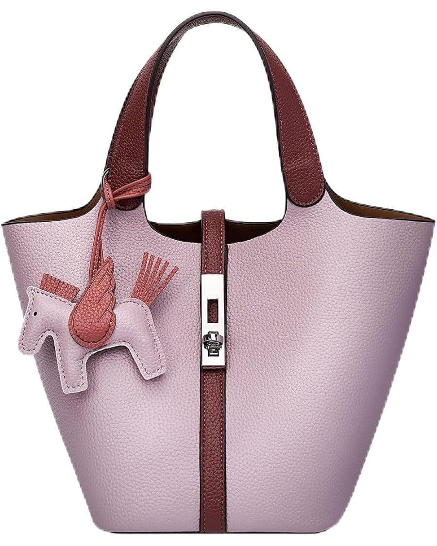 Tote Bag for Women Vegan Leather Bucket Purse for Women Top Handle Handbag Shoulder Bag with Deta... | Amazon (US)