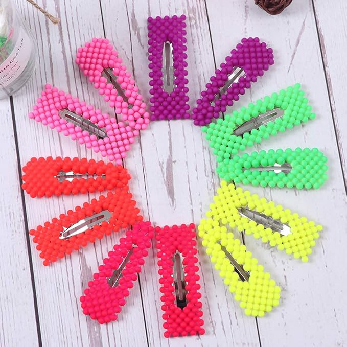 12 Pcs Colorful Snap Hair Clip Fashion Geometric Pearl Shape Hair Clips Plastic Bright Colors Hai... | Amazon (US)