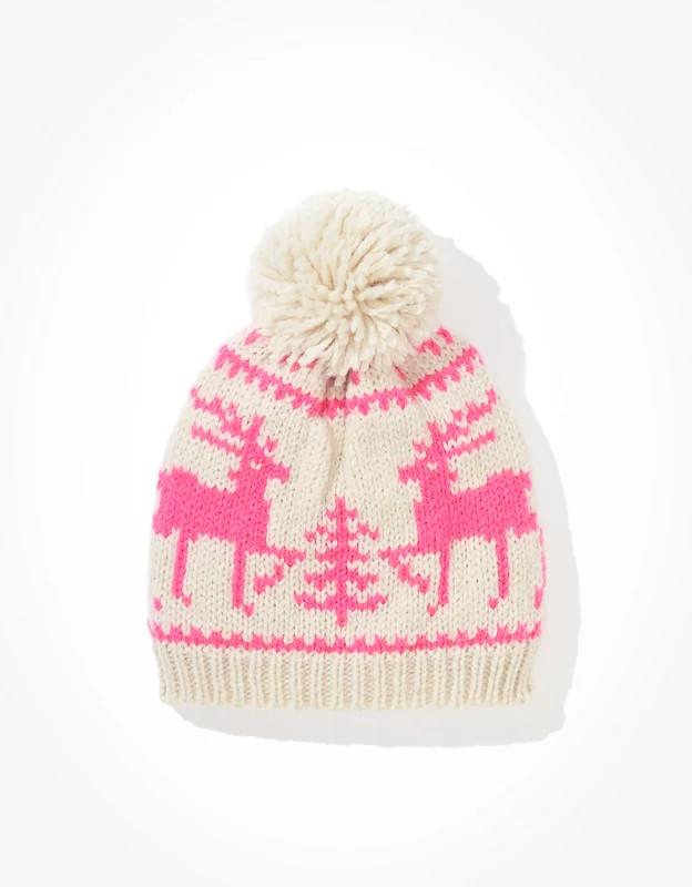AE Knit Deer Fairisle Beanie | American Eagle Outfitters (US & CA)