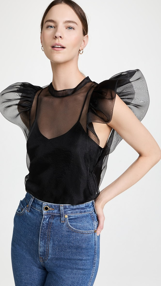 Corina Organza Ruffle Sleeve Top | Shopbop