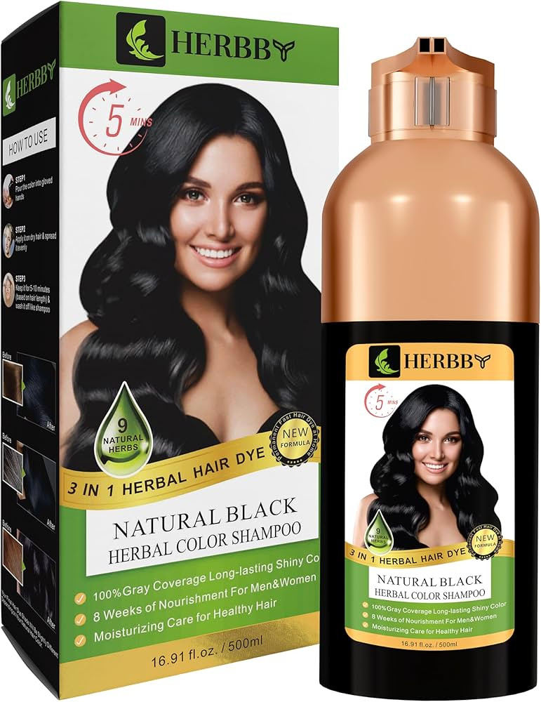 Hair Color Shampoo for Gray Hair Coverage&Color Transform with 9 Herbal Extracts –Long Lasting(... | Amazon (US)