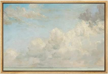 MUDECOR Framed Canvas Print Wall Art Pastel Blue Cloud Country Skyline Nature Wilderness Illustra... | Amazon (US)