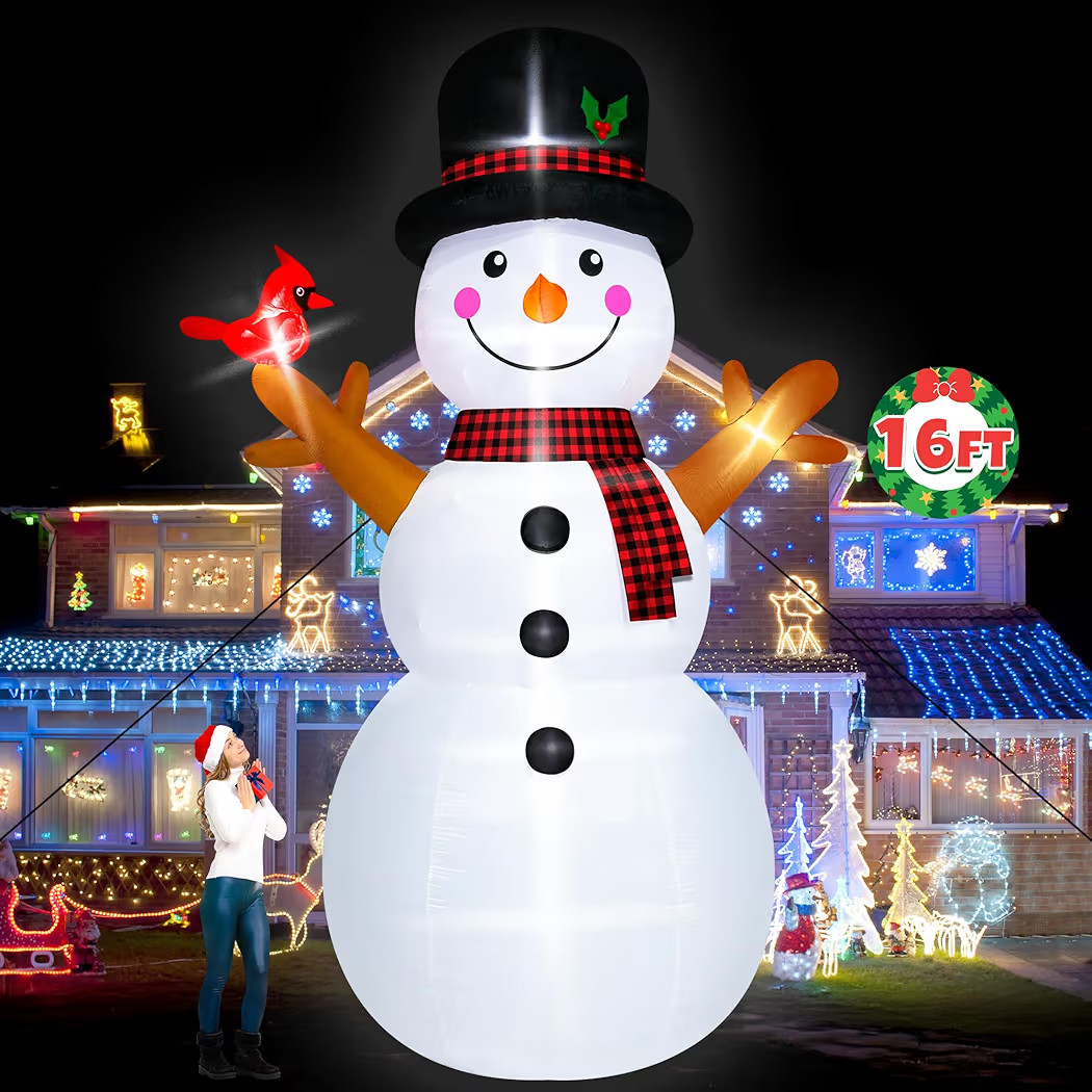 16FT Christmas Inflatable Snowman Outdoor Decorations, Giant Christmas Snowman, Holiday Blow Up Y... | Amazon (US)