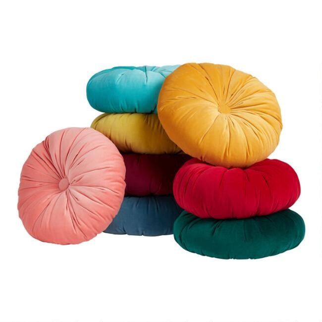 Round Tufted Velvet Throw Pillow | World Market