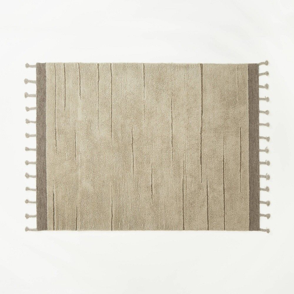 5'x7' Rush Valley Wool Tufted Border with Tassels Rug Beige - Threshold designed with Studio McGee | Target